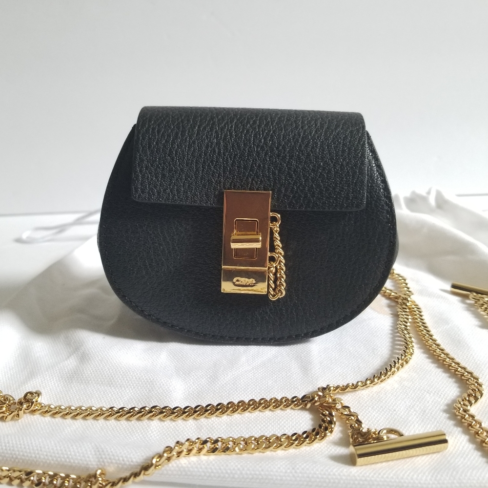 Chloe Drew Leather Crossbody Backpack Black - Picture 3 of 15